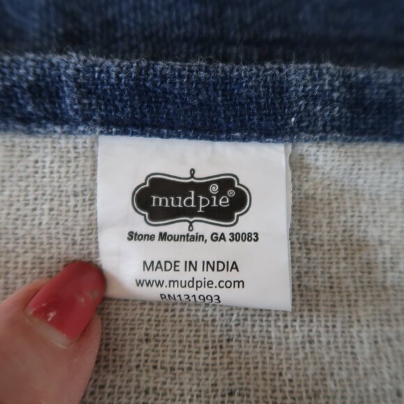 Mud Pie Navy & White Set of 2 Napkins Farmhouse Cotton - Picture 5 of 6